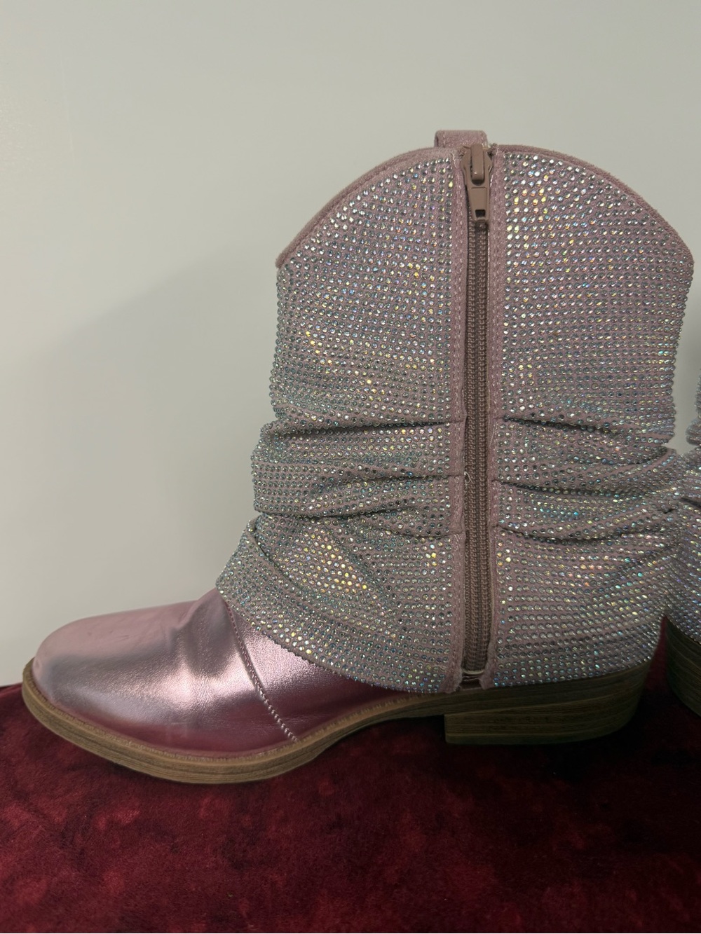 Steve Madden Jlassy Girls Size 4 Pink Rhinestone Western Cowboy Boots Sparkle - Picture 6 of 10